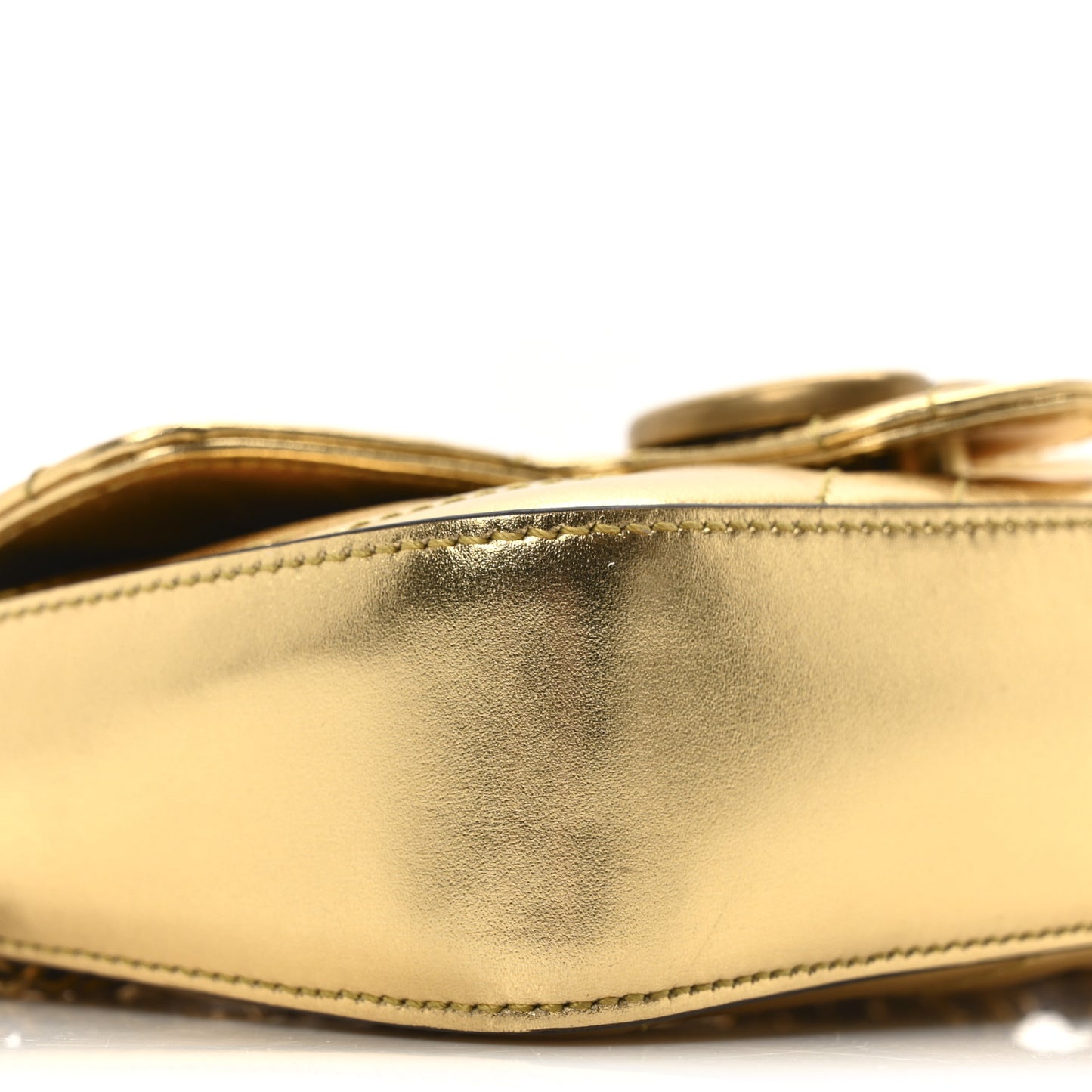Metallic Calfskin Matelasse Super Mini GG Marmont Shoulder Bag Gold