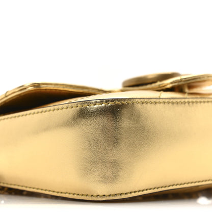 Gucci Metallic Calfskin Matelasse Super Mini GG Marmont Shoulder Bag Gold 9 of 10