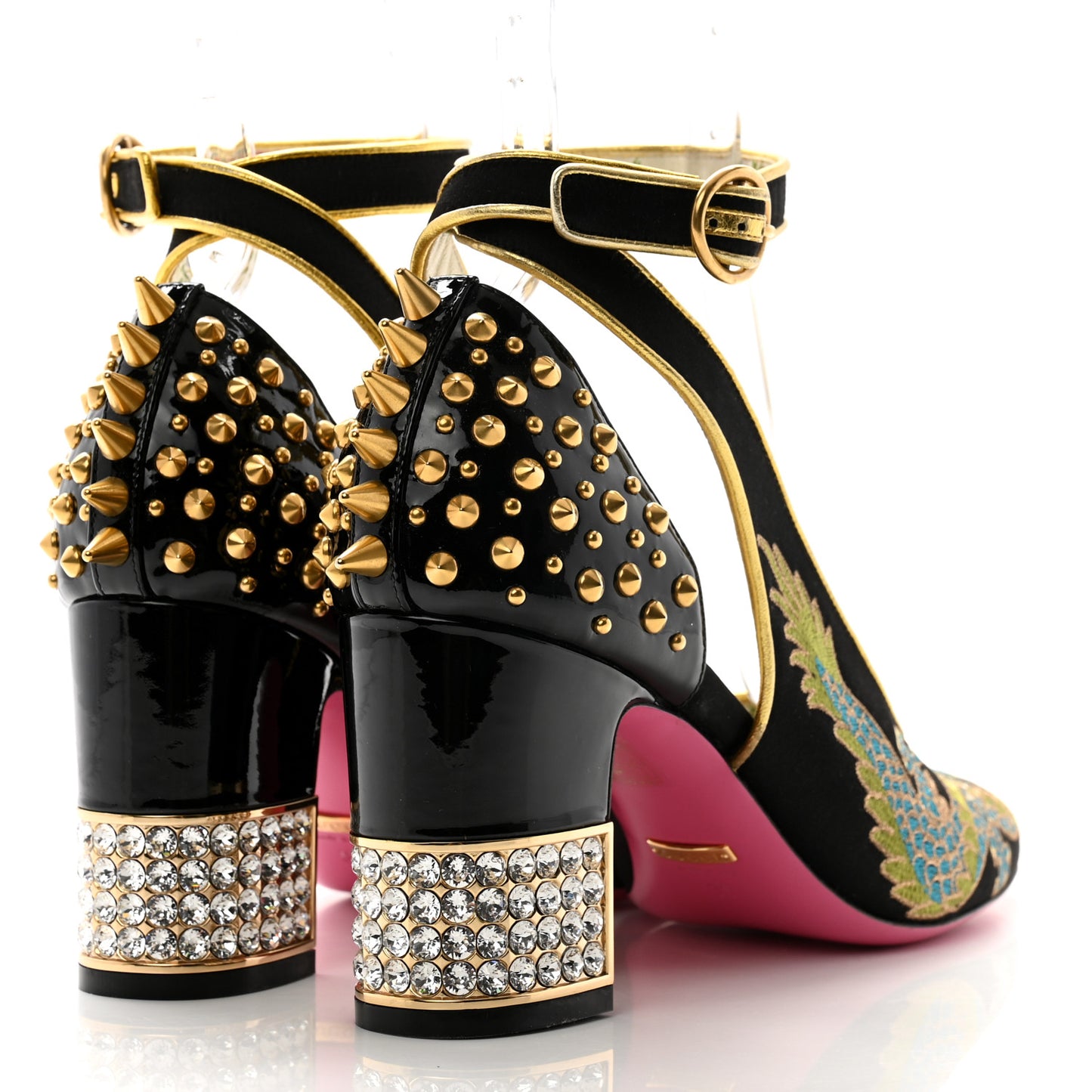 Satin Embroidered Dragon Caspar Pumps 39 Black