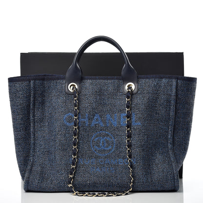 Chanel Woven Straw Raffia Large Deauville Tote Dark Blue 11 of 11