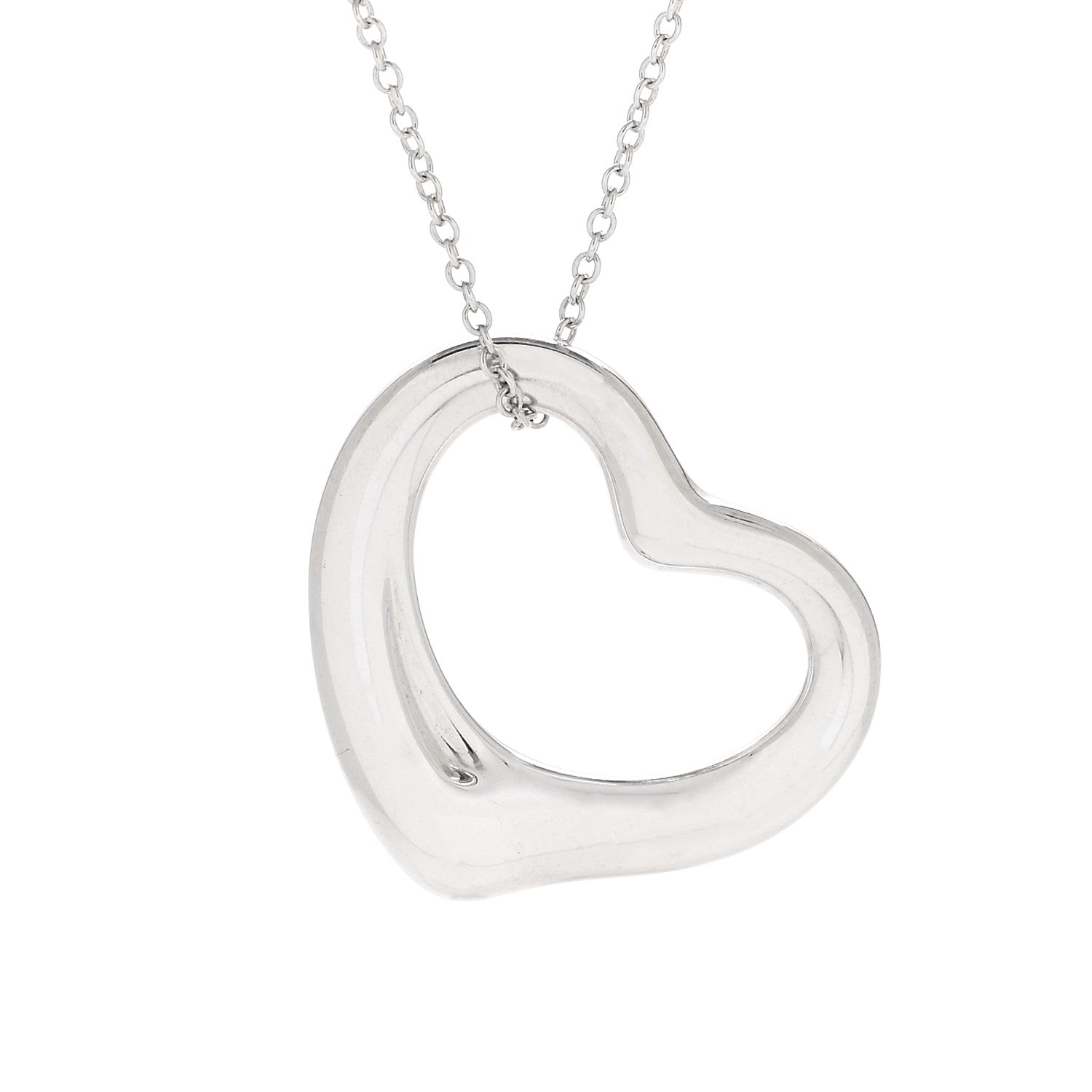 Tiffany Sterling Silver 22mm Elsa Peretti Open Heart Pendant Necklace 4 of 6