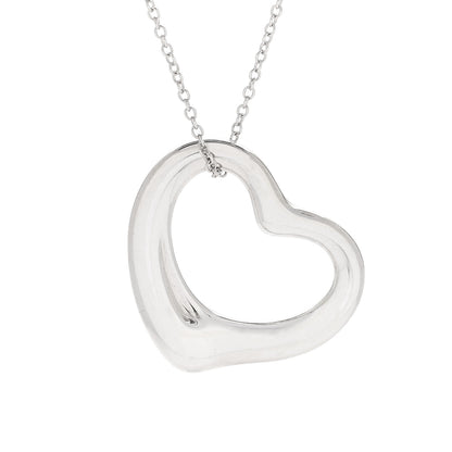 Tiffany Sterling Silver 22mm Elsa Peretti Open Heart Pendant Necklace 4 of 6