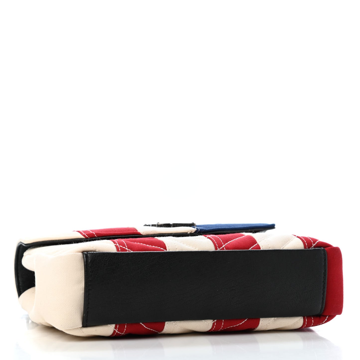 Canvas Matelasse Chevron American Flag Monogram Medium College Bag Red Blue