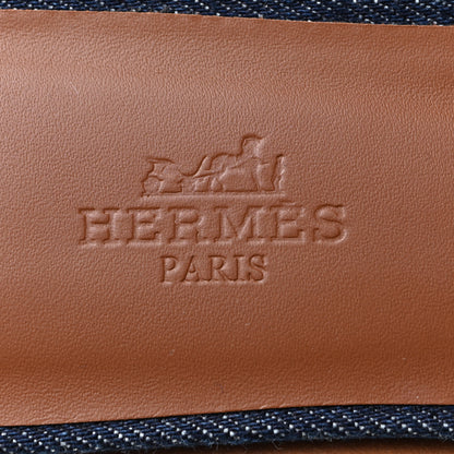 Hermes Calfskin Denim Oran Sandals 37 Bleu Brut Gold 9 of 10