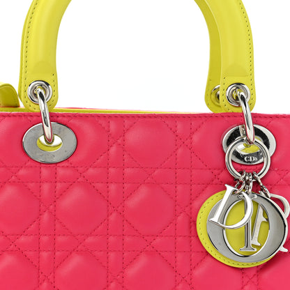 Christian Dior Lambskin Cannage Medium Tri-Color Lady Dior Pink Blue Yellow 8 of 12