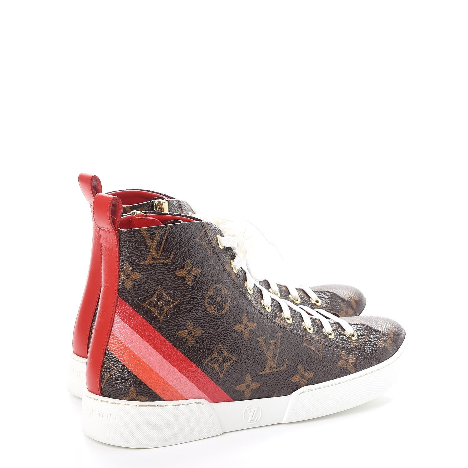 Louis Vuitton Calfskin Patent Monogram Stellar Sneaker Boots 36.5 Rouge 4 of 10