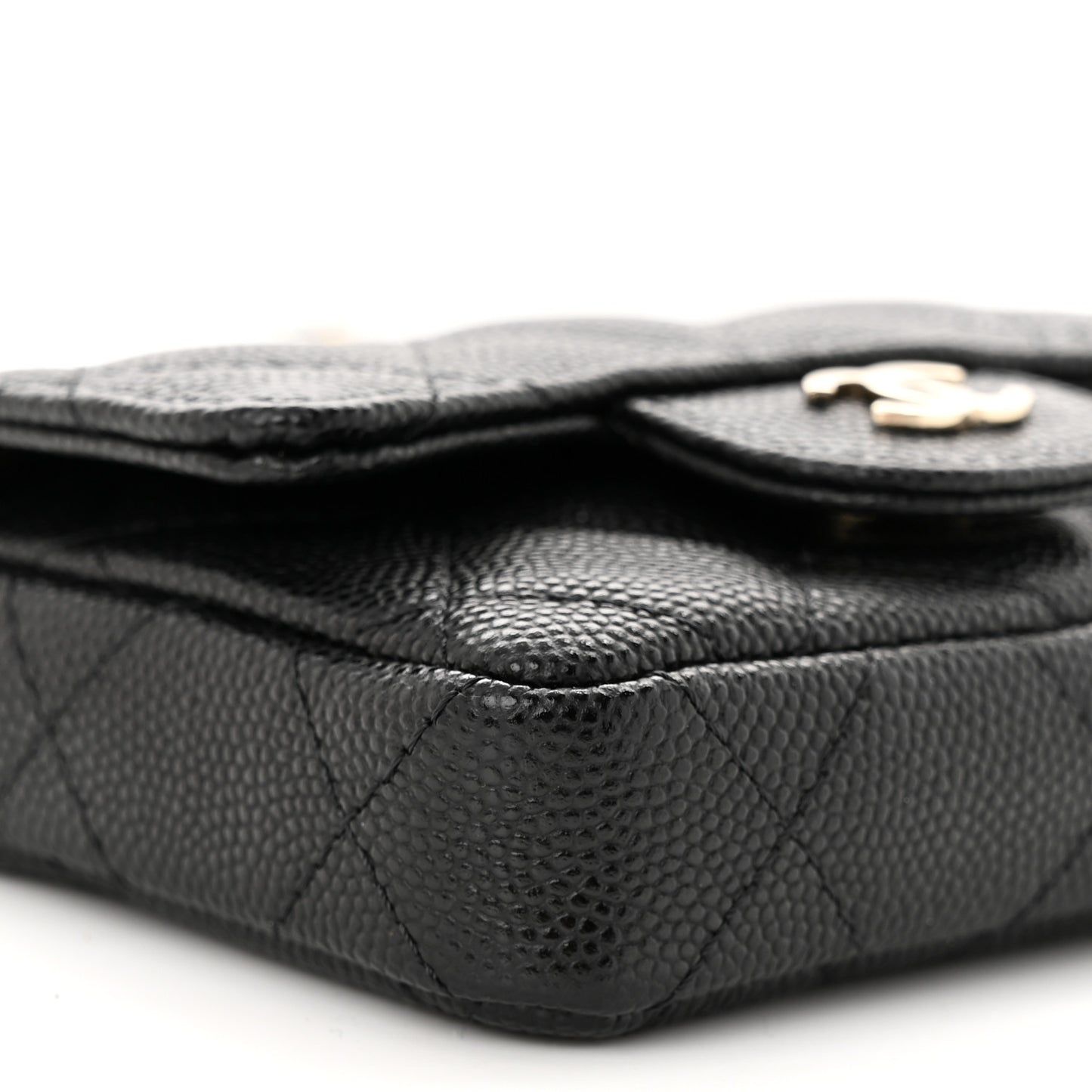 Caviar Quilted Mini Chain Belt Bag Black