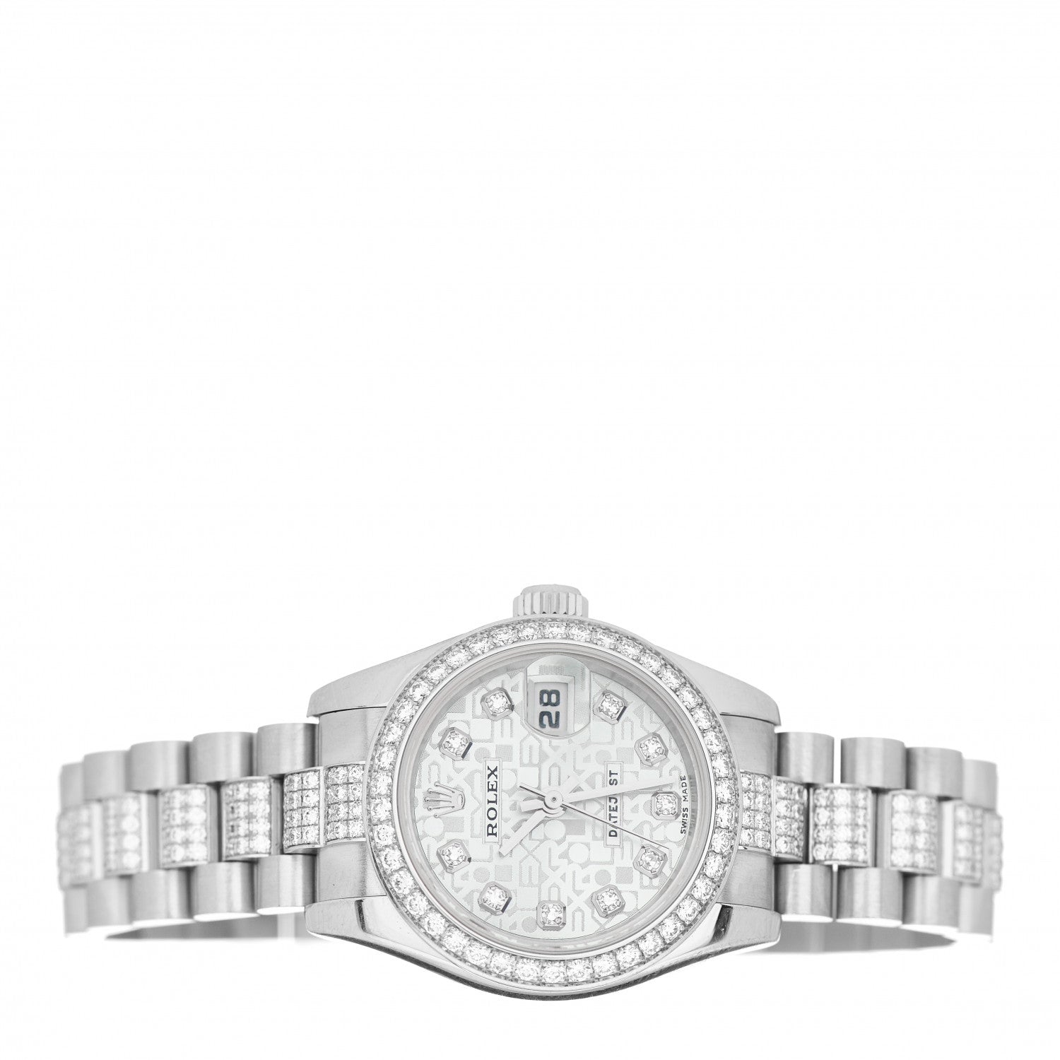 Rolex Platinum Diamond 26mm Datejust Watch Silver Jubilee 179136 2 of 5