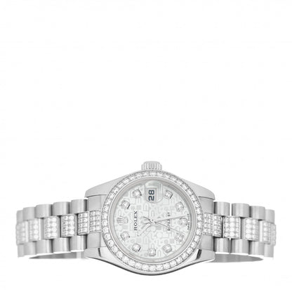Rolex Platinum Diamond 26mm Datejust Watch Silver Jubilee 179136 2 of 5