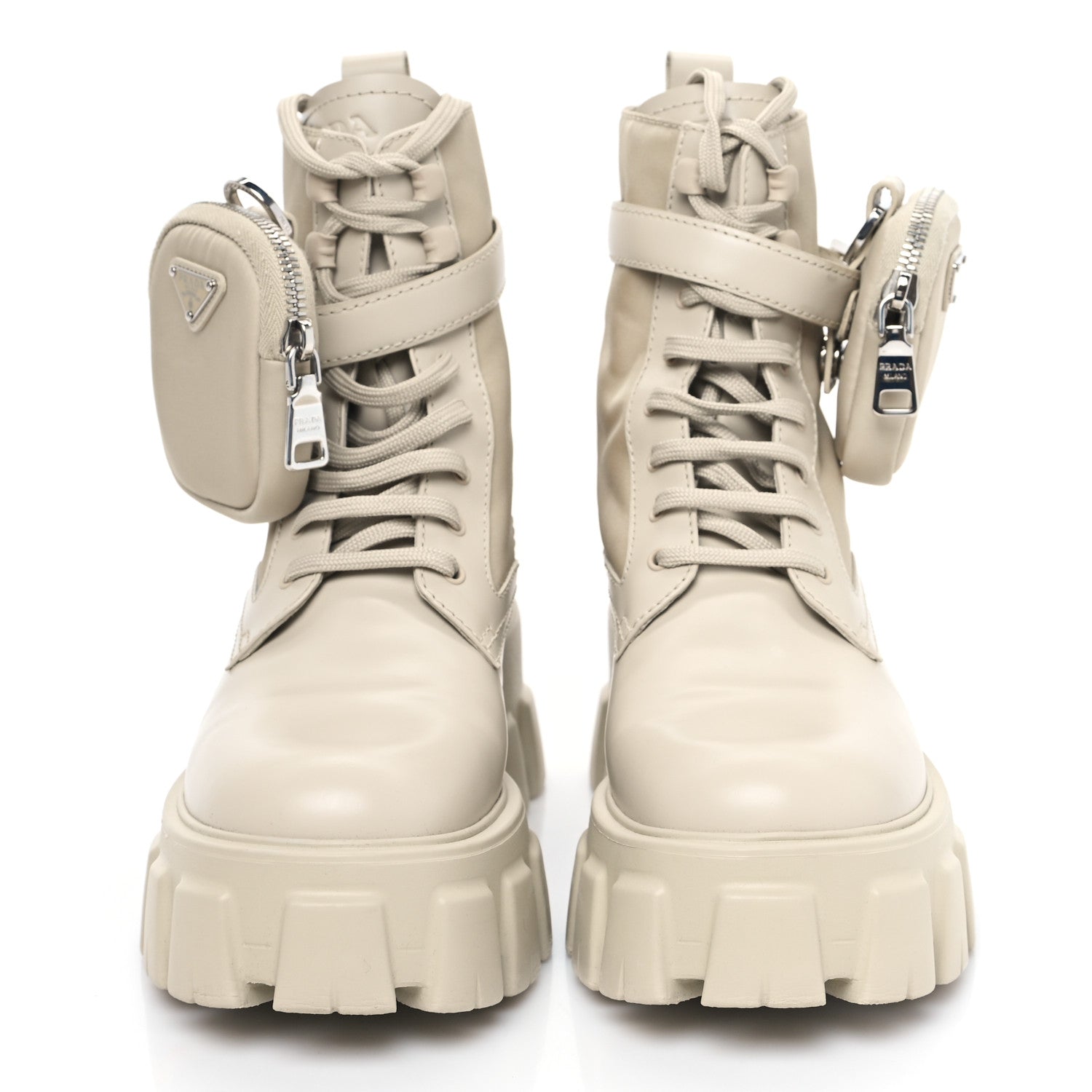 Prada Spazzolato Rois Re-Nylon Metal Triangle Logo Monolith Pouch Pocket 55mm Boots 37.5 Deserto 2 of 11