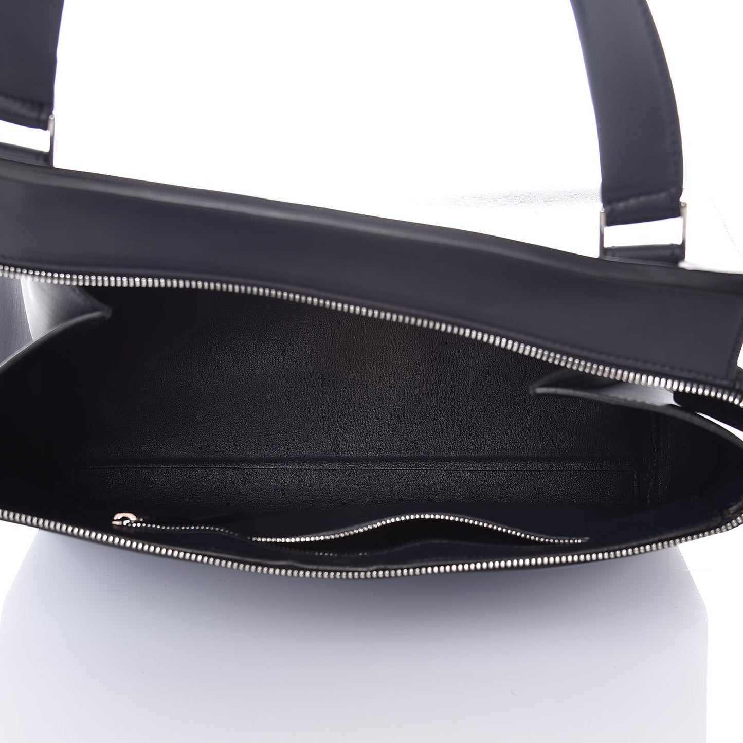 Grained Calfskin Medium Bi-Color Edge Shoulder Bag Indigo Black