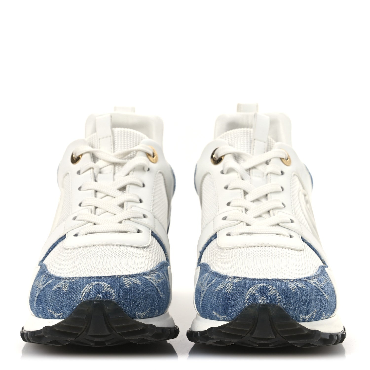 Louis Vuitton Calfskin Monogram Denim Run Away Sneakers 39 White 3 of 12