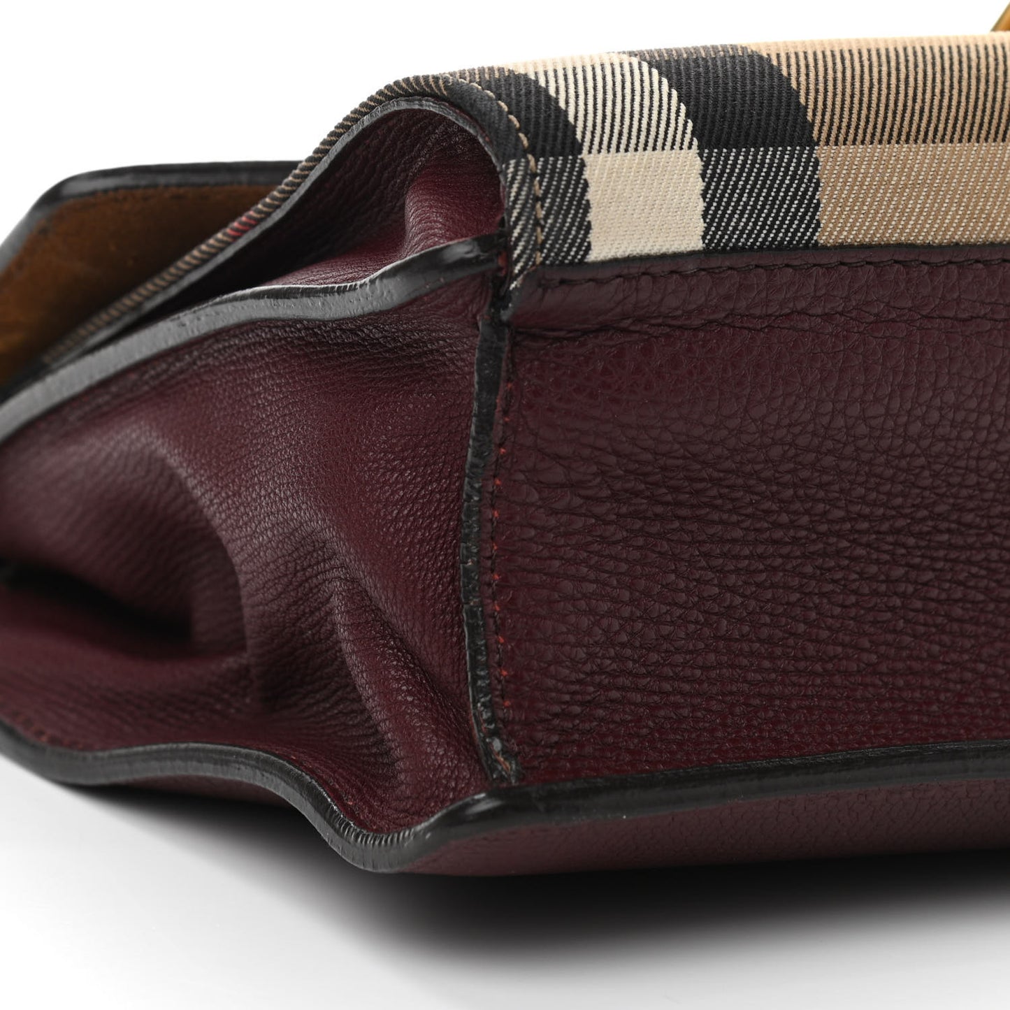 Derby Calfskin House Check Small Macken Crossbody Bag Mahogany Red
