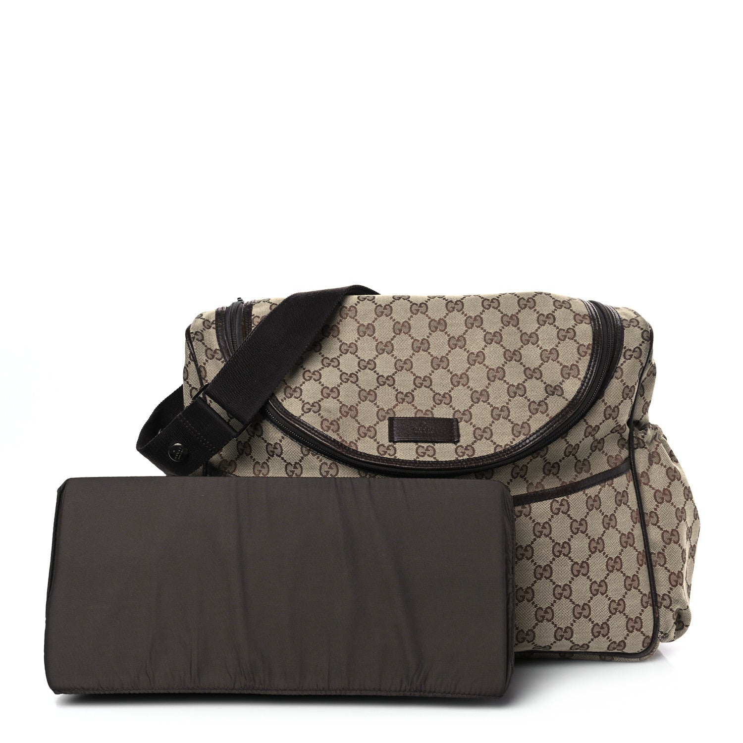 Gucci Monogram Natural Pigskin Large Diaper Bag Beige Ebony Cocoa Dark Chocolate 1 of 10