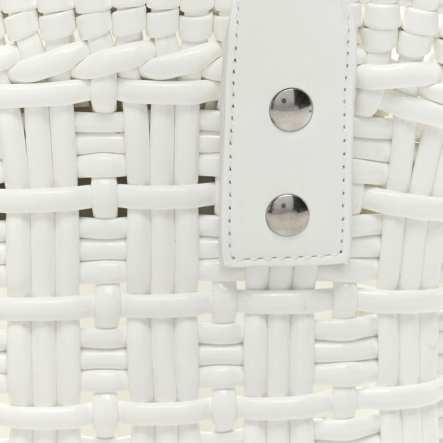 Faux Calfskin Braided Varnished XXS Bistro Basket White