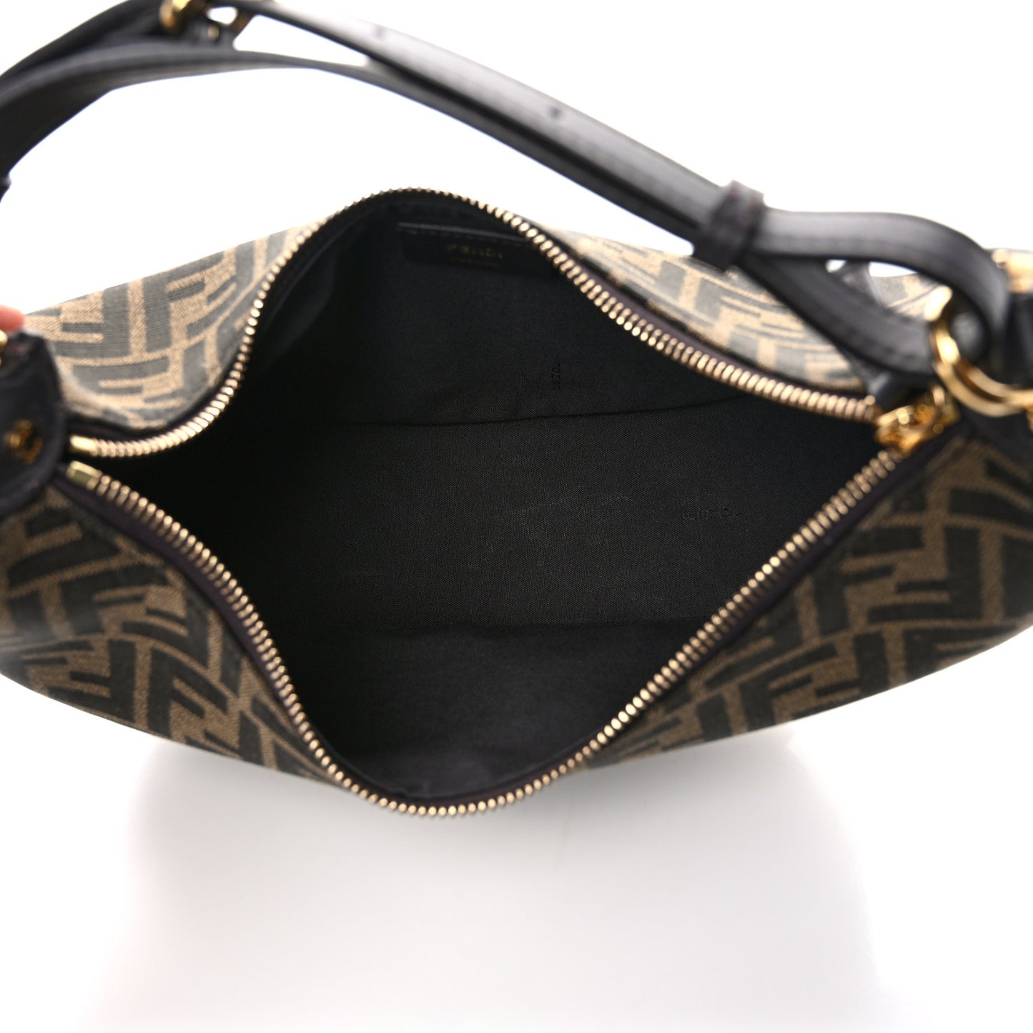 Fabric Jacquard Vitello Grace FF 1974 Small Fendigraphy Hobo Bag Tobacco Moro Ebano