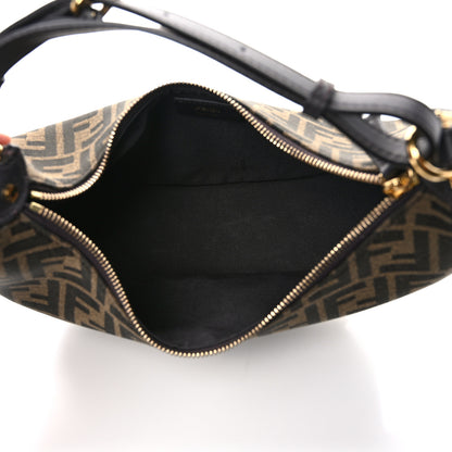 Fendi Fabric Jacquard Vitello Grace FF 1974 Small Fendigraphy Hobo Bag Tobacco Moro Ebano 5 of 9