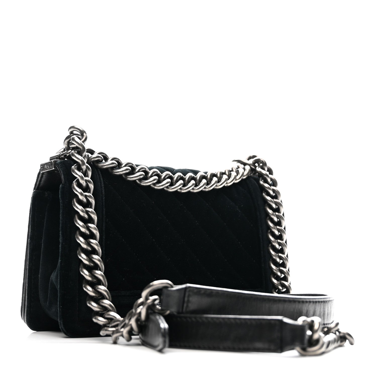 Chanel Velvet Quilted Small Boy Flap Black 3 of 12