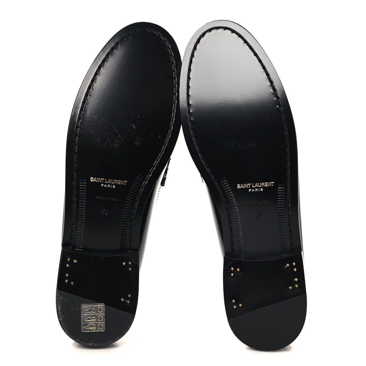 Glazed Calfskin Le Loafer 15 Penny Slippers 40 Black