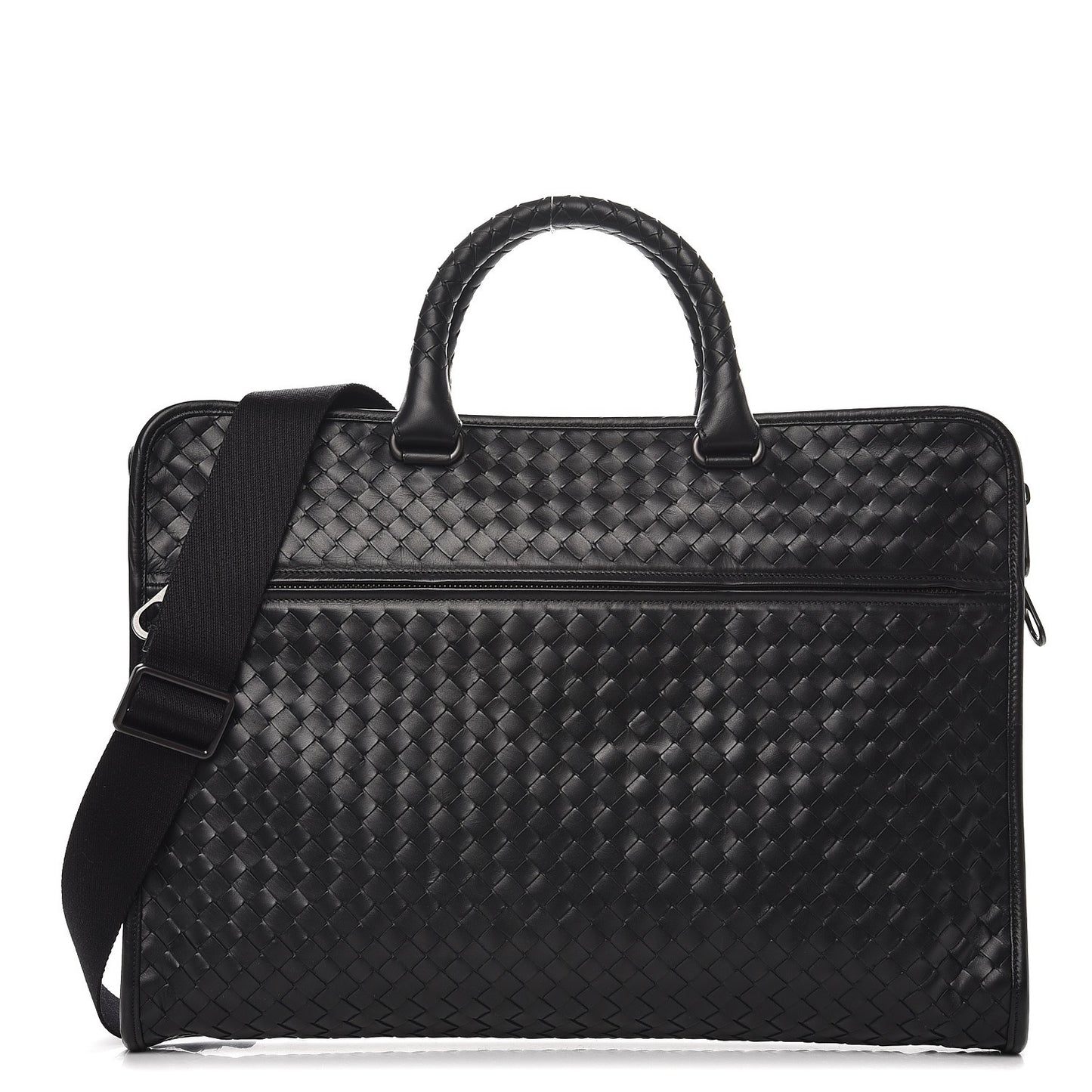 Calfskin Leggero Intrecciato Briefcase Nero Black