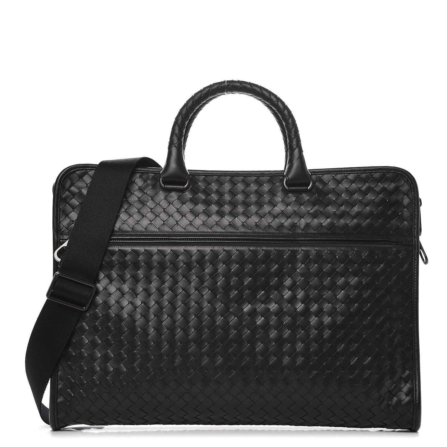 Bottega Veneta Calfskin Leggero Intrecciato Briefcase Nero Black 1 of 8