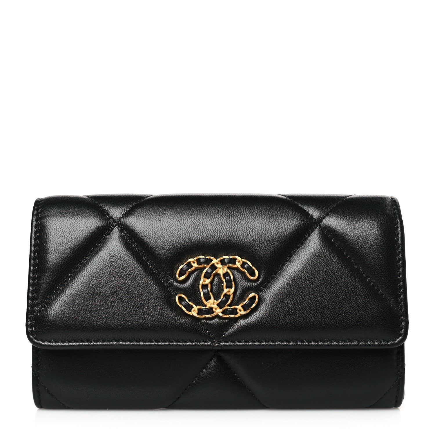 Chanel Lambskin Quilted Chanel 19 Flap Wallet Black 1 of 9