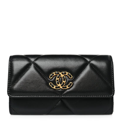 Chanel Lambskin Quilted Chanel 19 Flap Wallet Black 1 of 9
