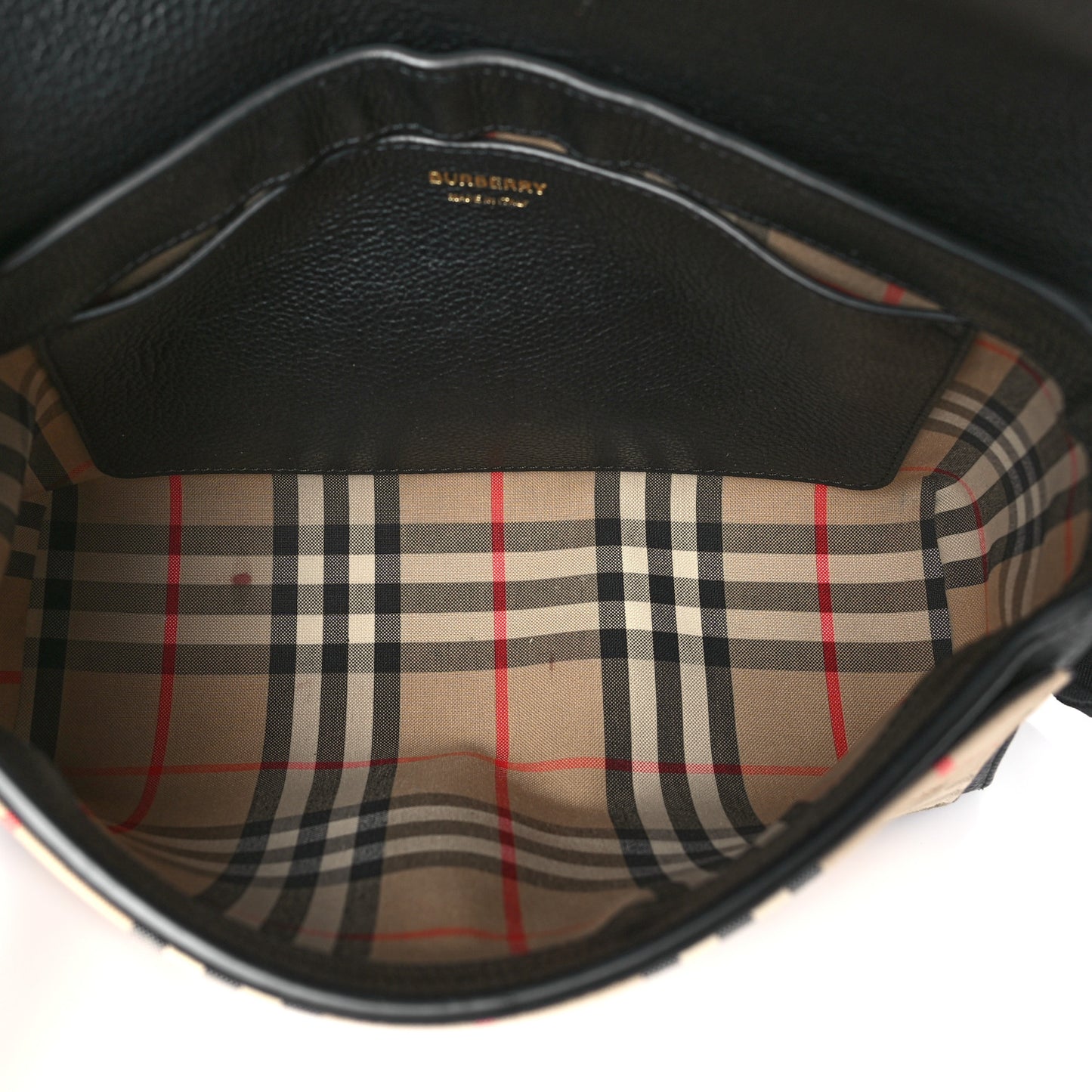 Coated Canvas Calfskin Vintage Check Medium Note Crossbody Bag Black