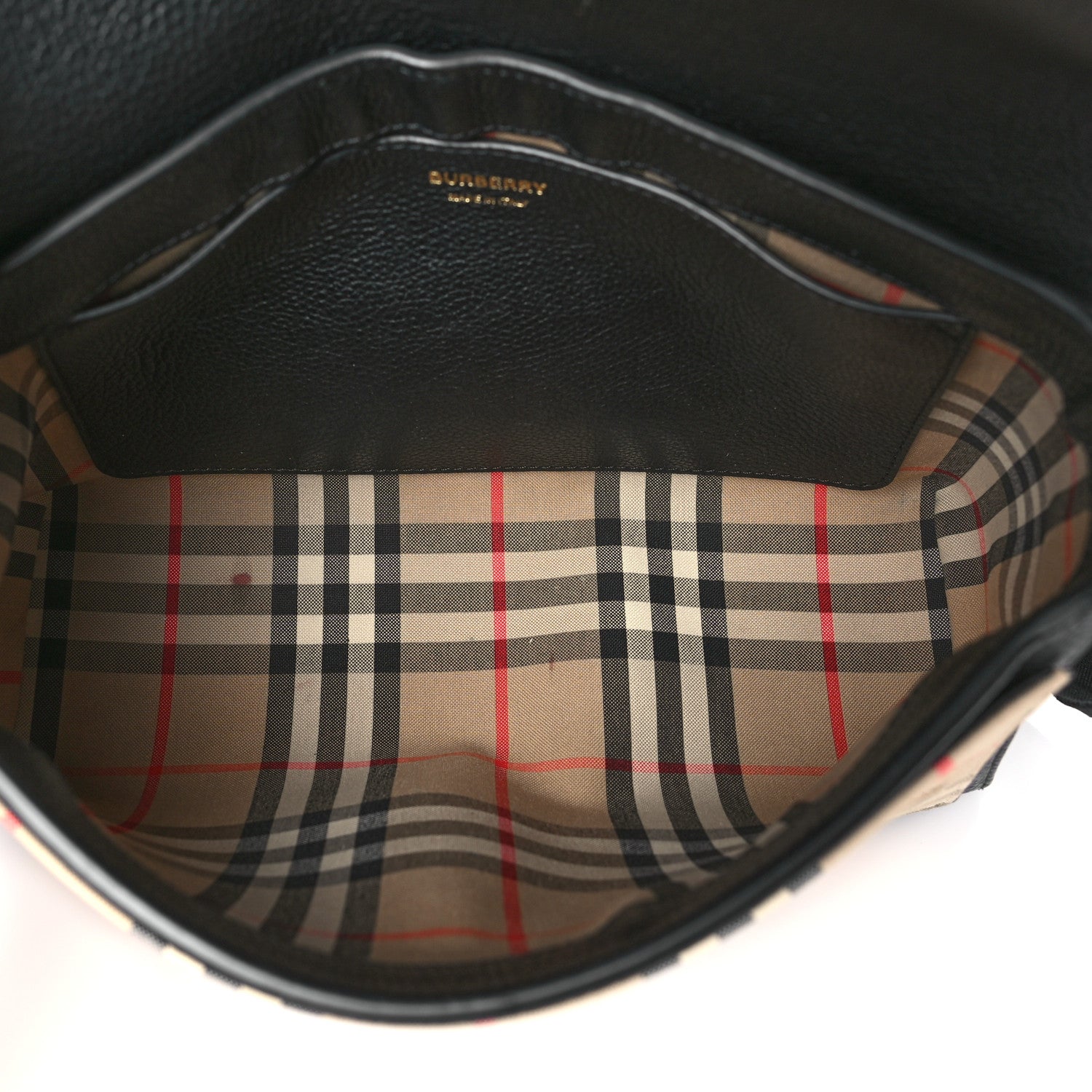 Burberry Coated Canvas Calfskin Vintage Check Medium Note Crossbody Bag Black 5 of 9