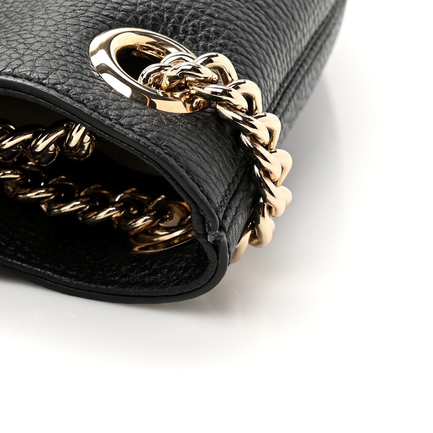 Pebbled Calfskin Medium Soho Chain Shoulder Bag Black