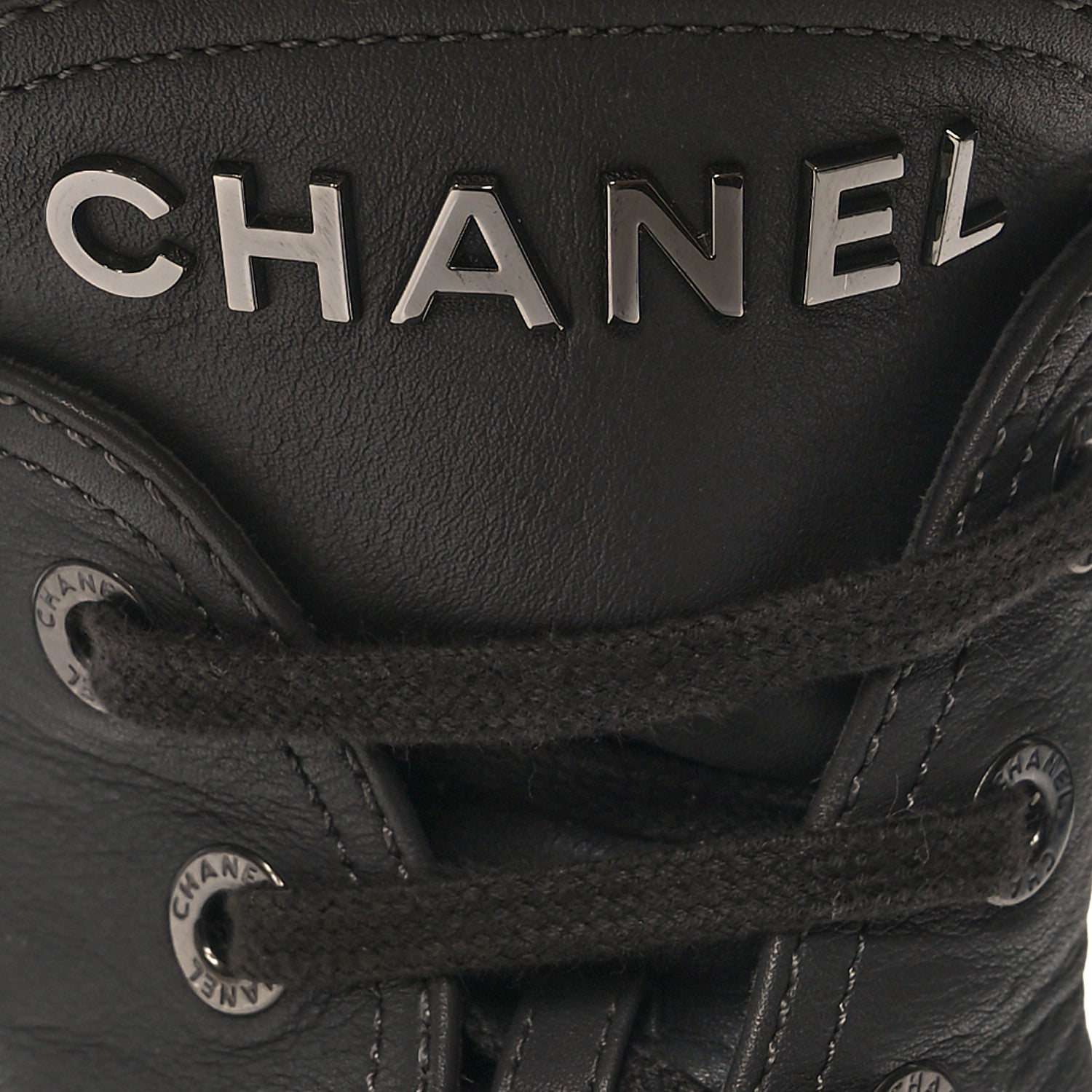 Chanel Calfskin CC Lace Up Combat Boots 38.5 Gray 11 of 11