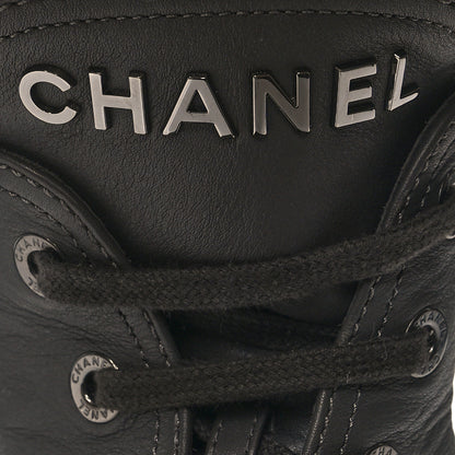 Chanel Calfskin CC Lace Up Combat Boots 38.5 Gray 11 of 11