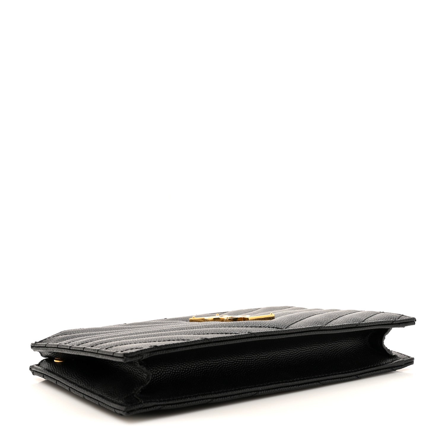 Saint Laurent Grain De Poudre Matelasse Chevron Monogram Double Zip Wallet Black 4 of 13