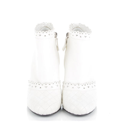 Chanel Calfskin Lace Quilted Ankle Boots 36.5 White 2 of 8