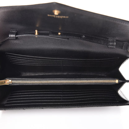 Saint Laurent Grain De Poudre Matelasse Chevron Monogram Chain Wallet Black 5 of 10