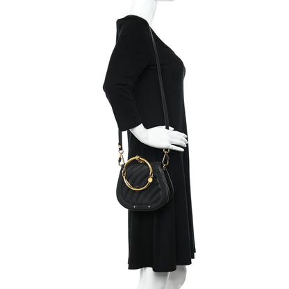 Chloe Calfskin Suede Quilted Small Nile Bracelet Bag Black 2 of 10