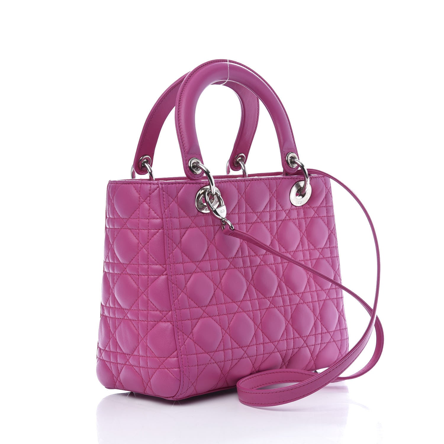 Christian Dior Lambskin Cannage Medium Lady Dior Fuchsia 3 of 14