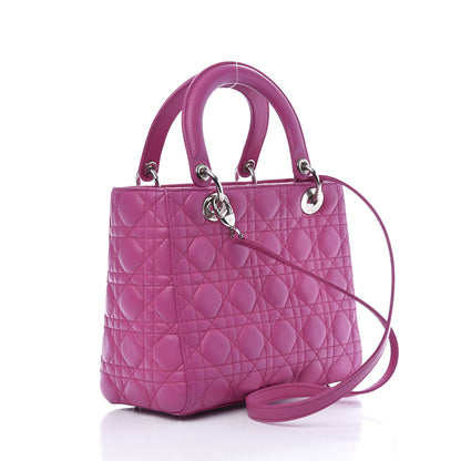 Christian Dior Lambskin Cannage Medium Lady Dior Fuchsia 3 of 14