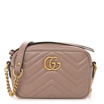 Gucci Calfskin Matelasse Mini GG Marmont Chain Shoulder Bag Porcelain Rose 1 of 11