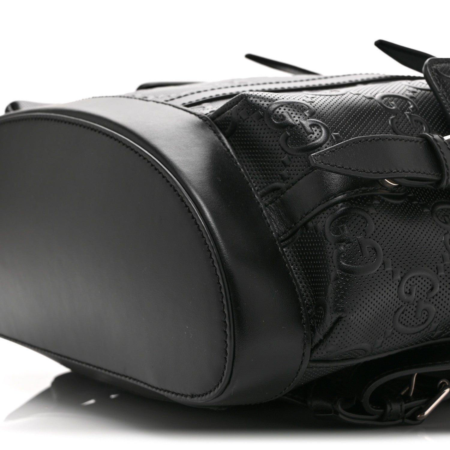 Gucci Calfskin GG Tennis Embossed Double Buckle Backpack Black 11 of 11