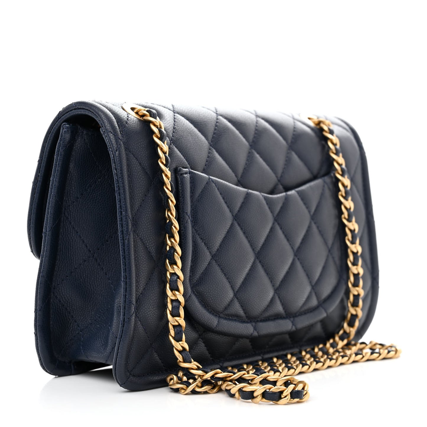 Caviar Quilted Medium Sweet Classic Flap Navy Blue