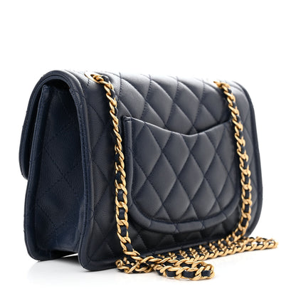 Chanel Caviar Quilted Medium Sweet Classic Flap Navy Blue 3 of 11