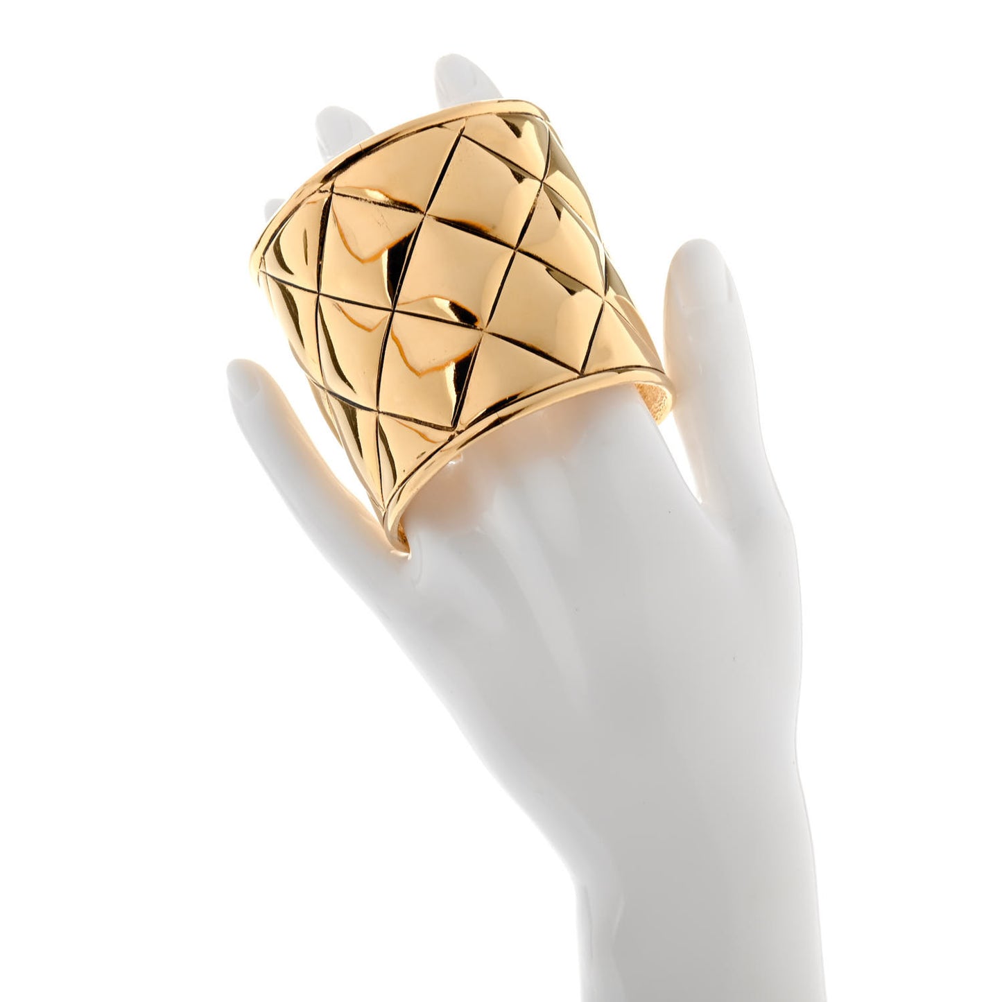 Metal Quilted Wide CC Cuff Gold