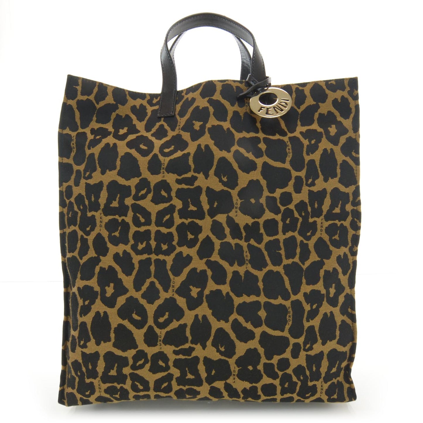Jacquard Leopard Print Shopping Tote Brown