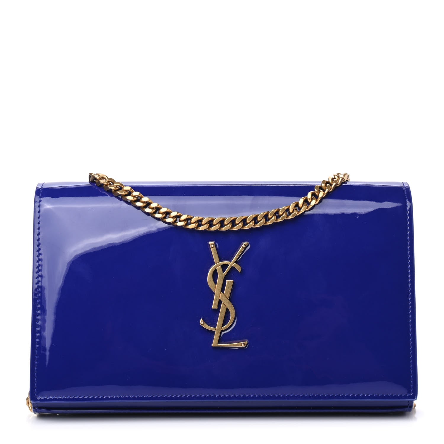 Saint Laurent Patent Calfskin Monogram Kate Wallet On Chain Royal Blue 1 of 4