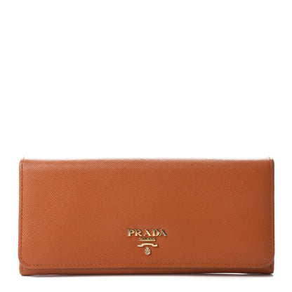Prada Saffiano Metal Continental Flap Wallet Papaya 1 of 10