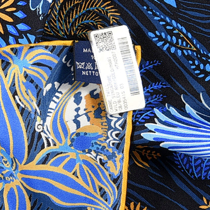 Hermes Silk Wild Singapore Scarf 90 Bleu Roy Gold Marine 3 of 3