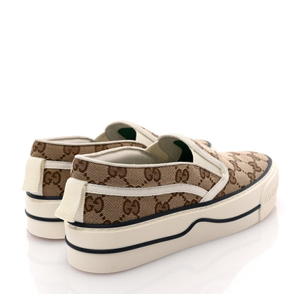 Gucci GG Monogram Womens 1977 Tennis Slip On 30mm Sneakers 36.5 Beige Ebony Mystic White 4 of 11