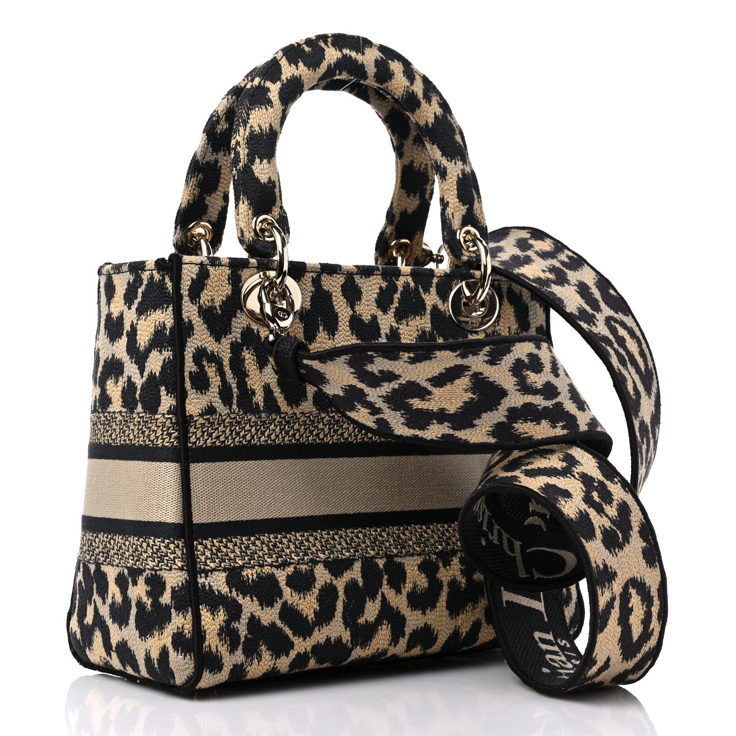 Christian Dior Canvas Medium Mizza Embroidered Lady D-Lite Beige Multicolor 3 of 10