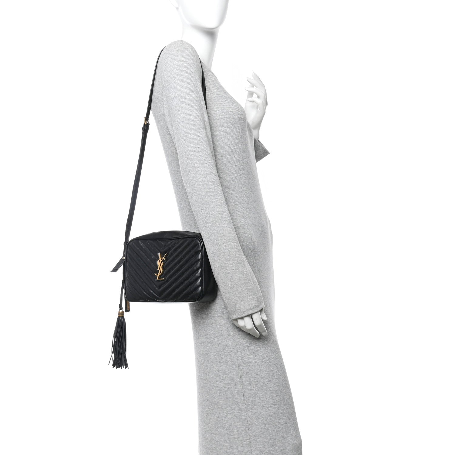 Saint Laurent Calfskin Matelasse Monogram Lou Camera Bag Black 2 of 13